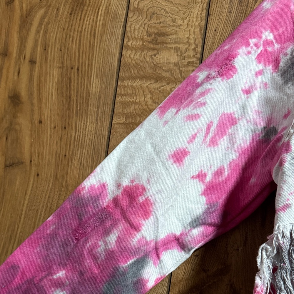 Pink and Gray Tie-Dye Fringe Jacket - Picture 8 of 10